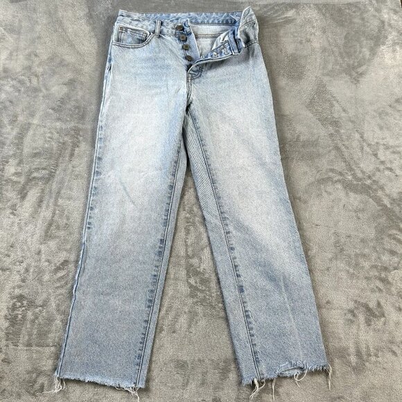 J. Galt / Brandy Melville Light Wash Button-fly Jeans Size Medium Raw Hem - Picture 1 of 8